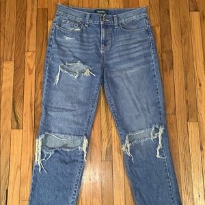 Girls distressed mom jeans